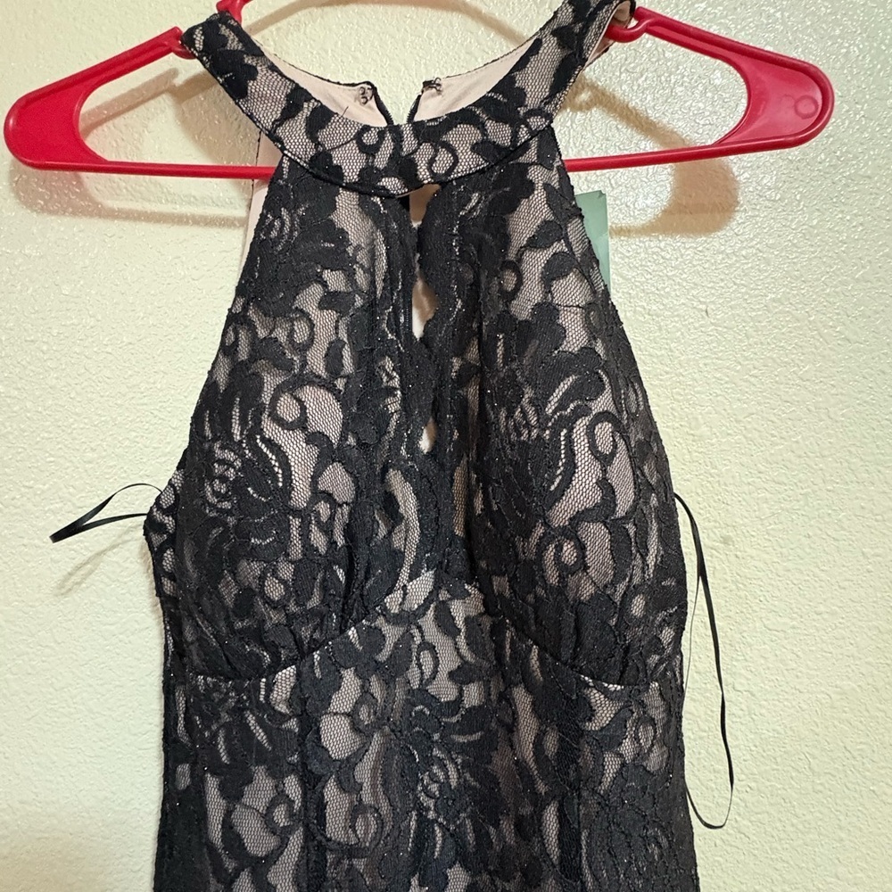 R&M Richards Black Lace Halter Dress - Picture 3 of 4